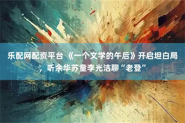 乐配网配资平台 《一个文学的午后》开启坦白局,听余华苏童李光洁聊“老登”